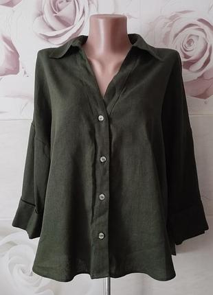 Новая с биркой стильная льняная рубашка zara оверсайз