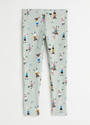 Лосини бавовняні з начосом для дівчинки h&m 1009288-019 116 см (5-6 years) зелений