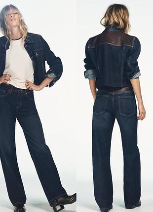 Джинсы zara со вставками кожи 42 размер, xl