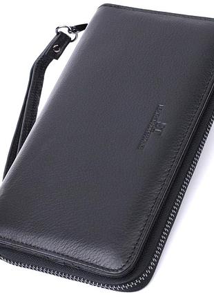 Мужской клатч с блоком для карт из натуральной кожи st leather 22694 черный