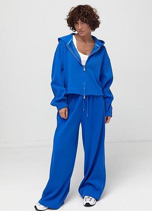 Теплый спортивный костюм с контрастными швами - синий цвет, one size (имеется размеры)