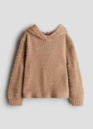 Худи пушистой вязки для девочки h&m 1264448-002 092 см (18-24 months) коричневый