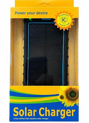 Портативний зарядний пристрій power bank solar charger 20000 mah із сонячною панеллю та ліхтариком