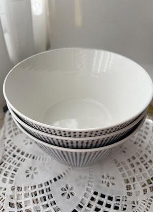 Миски 3 штуки для пластівців royal doulton pacific 15 см, синя крапка, порцеляна