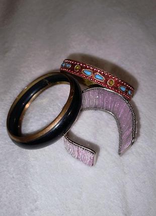 Сет вінтажних жорстких браслетів бенгл у стилі бохо / етно (3 шт.)