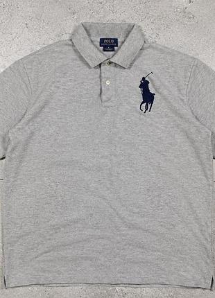 Polo ralph lauren сіре поло big pony з вишитим логотипом та цифрою 3