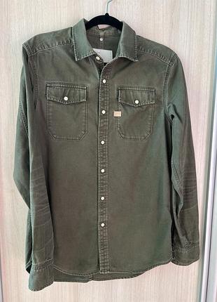Чоловіча сорочка хакі g-star raw landoh shirt l/s (розмір s)