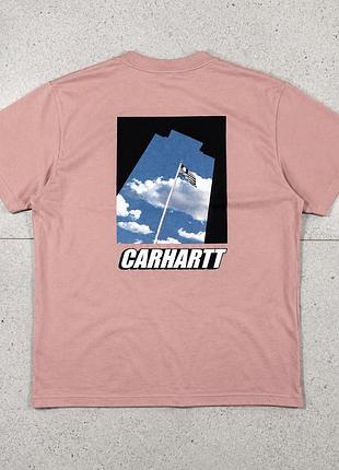 Carhartt рожева футболка з великим графічним принтом на спині