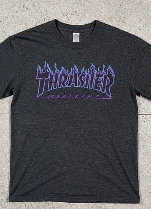 Thrasher magazine темно-сіра футболка з полум’яним логотипом