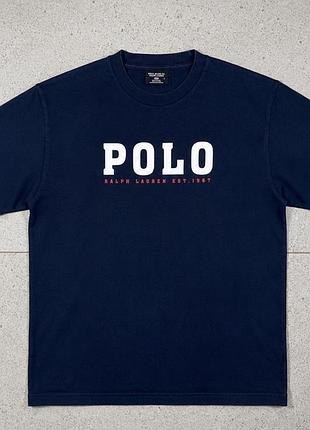 Polo ralph lauren темно-синя футболка з великим логотипом polo на грудях