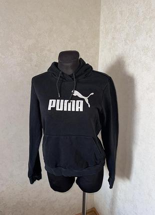Кофта спортивна puma світшот толстовка чорна з капюшоном