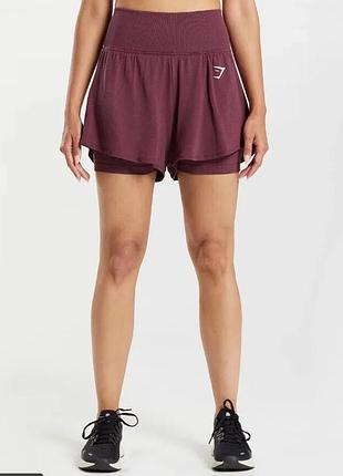 Gymshark vital seamless 2.0 2-in-1 shorts baked maroon marl