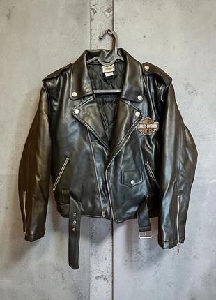 Байкерська куртка «косуха», жіноча, harley-davidson, чорна, s/m, штучна шкіра