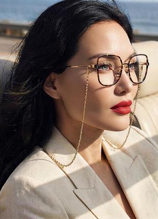 Жiноча оправа окуляри з цепочкой hugo boss 1394-06q - gold- havana-original