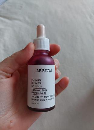 Кислотний пілінг для обличчя mooyam aha 8% + bha 2% peeling solution (30 ml)