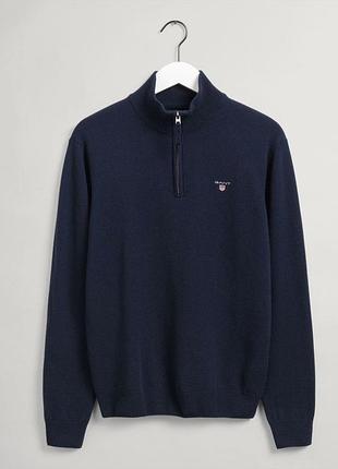 Мужская світер кофта темно-синего цвета от бренда gant 1/3 zip
