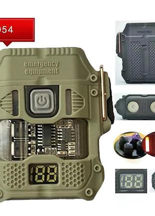 Фонарь multifunctional d54-2cob, li-ion аккум., индикация заряда, влагозащита, зу type-c, зажигалка, box