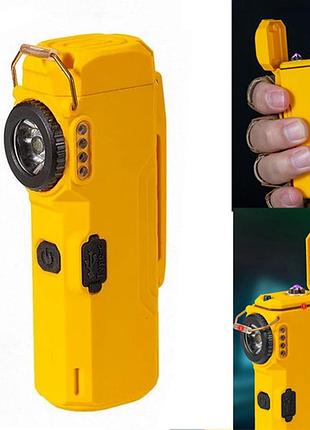 Фонарь multifunctional d51-smd yellow, li-ion аккум., индикация заряда, зажигалка, зу type-c, box