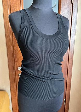 Zara майка чорна рубчик віскоза поліамід