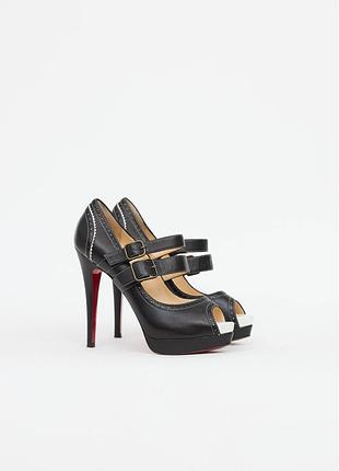 Кожаные туфли christian louboutin luly peep toe mary-jane