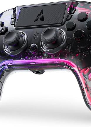 Бездротовий контролер auroce для ps4/ps3/пк, прозорий світлодіодний контролер ps4 dualshock 4