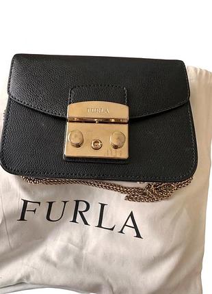 🔥 черная кожаная сумка furla metropolis (оригинал)