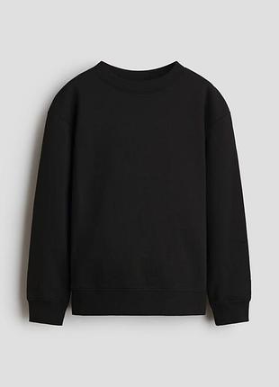 Теплая детская/подростковая кофта (свитшот) из трикотажа на флисе h&amp;m | черный утепленный свитшот