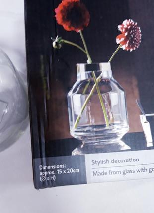 Стильная стеклянная ваза с позолотой , германия2 фото