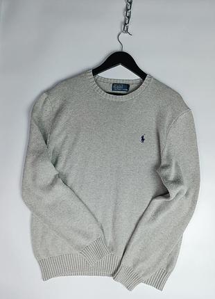 Мужской хлопковый вязаный свитер в сером цвете,свободный крой, с лого/barbour x fred perry/из хлопка/стильный/базовый/кофта/джемпер/