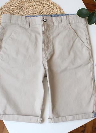 Базовые бежевые коттоновые шорты чинос denim co 12-13 лет