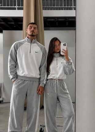 Костюм женский спортивный худи с высоким воротником и брюки с контрастными вставками двухнитка р. 42-44 меланж (40/343)