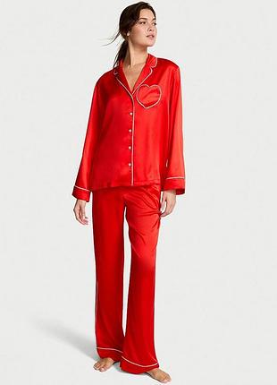 Victoria ́s victorias secret віктория сикрет сатинова піжама signature satin heart long pajama set