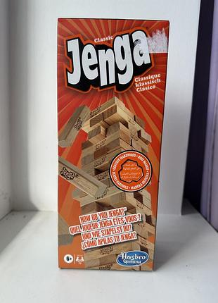 Настольная игра jenga classic (дженга) от hasbro. состоит из 54 деревянных шлифованных брусков