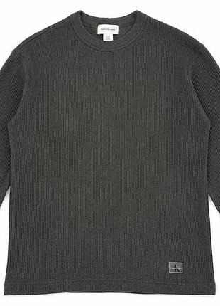 Чоловічий лонгслів calvin klein jeans вафельний, графітовий