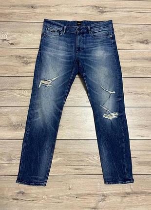 Чоловічі джинси денім рвані hugo boss delano slim tapered розмір 34х32