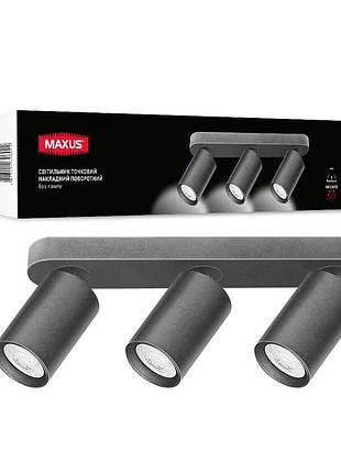 Світильник точковий накладний поворотний без лампи maxus spot light base gu10x3 black