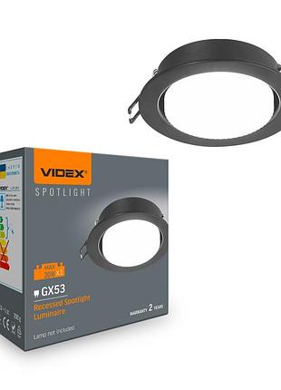 Светильник videx под лампу gx53 врезной черный vl-spf27r-b