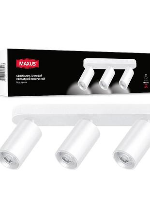 Светильник точечный накладной поворотный без лампы maxus spot light base gu10x3 white