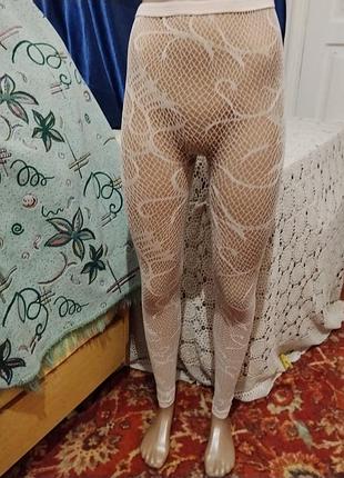 Молочные ажурные лосины