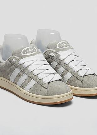 Кеди жіночі adidas campus 00s grey white, розмір 38.5, матеріал замша