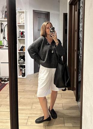 Ворсистий сірий светр реглан zara вовна альпака