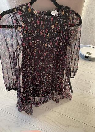 Плаття zara чорне з квітковим принтом, розмір 128