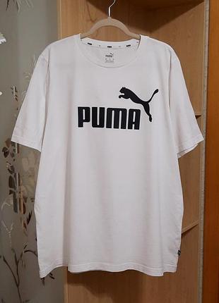 Футболка puma р xxl белая большая лого батал большого размера