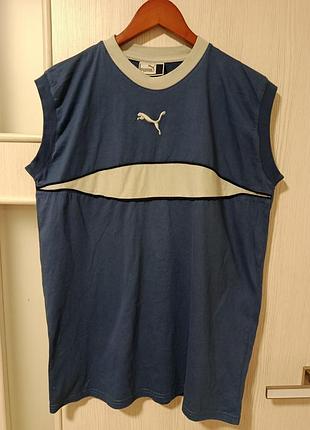 Футболка безрукавка от puma, размер xl, синего цвета, 100% хлопок, в идеальном состоянии