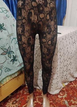 Черные ажурные лосины