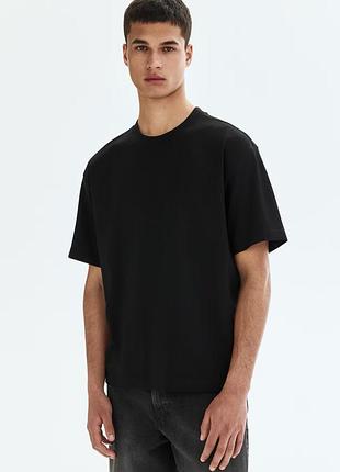 Чоловіча базова бавовняна футболка relaxed fit h&m
