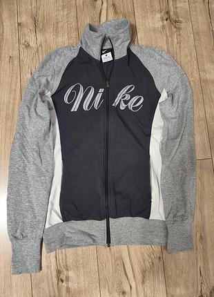 Кофта жіноча nike сіра з чорним на блискавці
