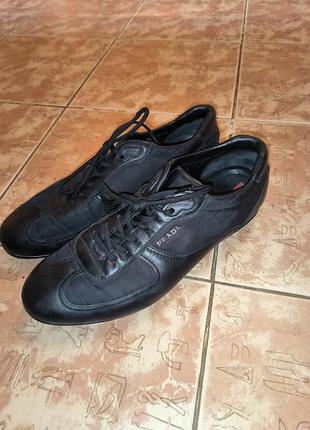 Prada leather 00s flat shoes size 42.5 us 9 black made in italy