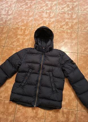 Stone island aw10 opaque nylon goose down jacket l navy hooded vintage ykk