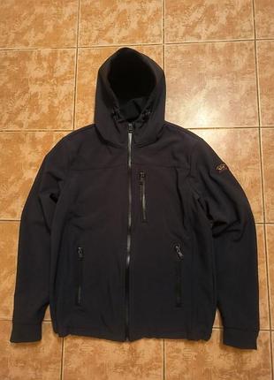 Paul & shark re-light shell hooded softshell jacket navy size m full zip coat